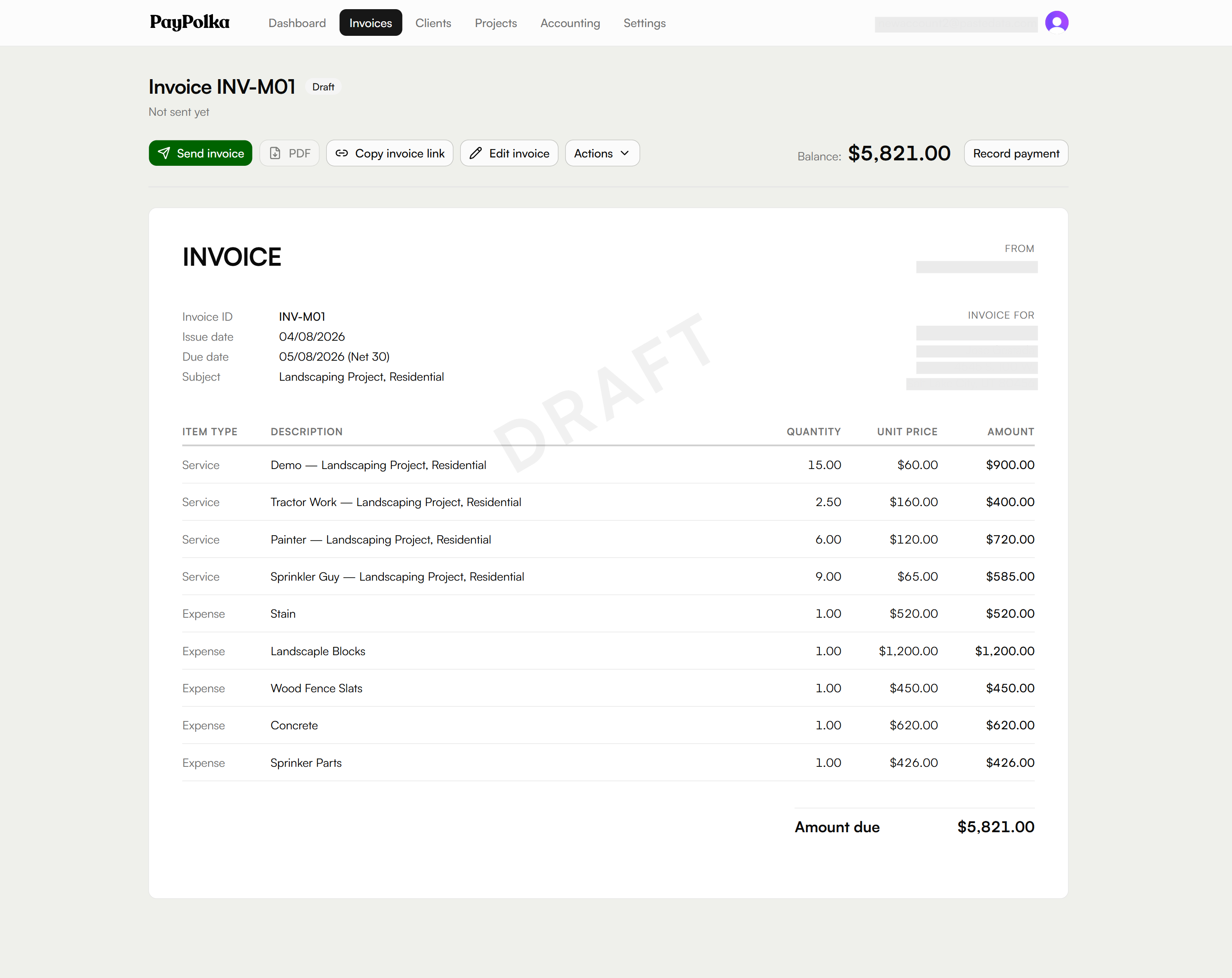 PayPolka invoice detail screenshot
